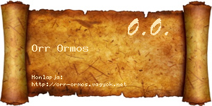Orr Ormos névjegykártya
